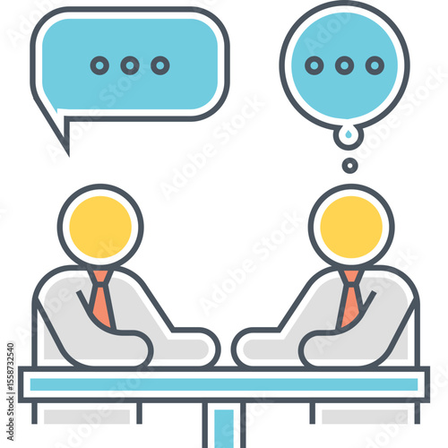 Illustration of business meeting, communication, collaboration, and brainstorming session
