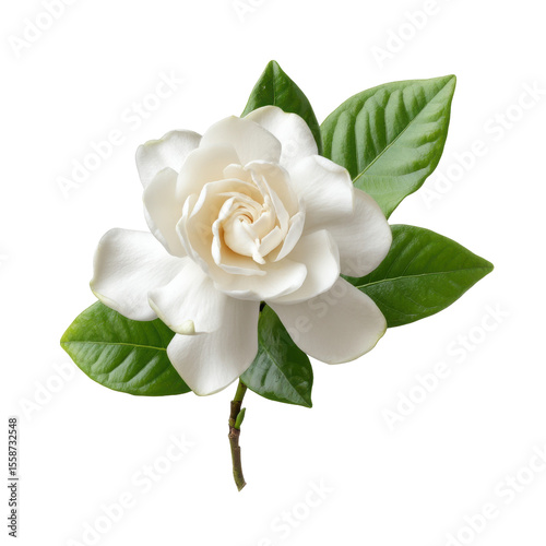 Wallpaper Mural Elegant white gardenia flower with lush green leaves on a transparent background for botanical and floral designs Transparent background or png Torontodigital.ca