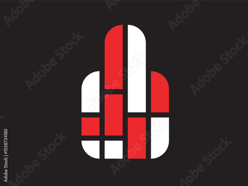 Geometric Modern Finger Gesture Symbol Illustration on Black Background