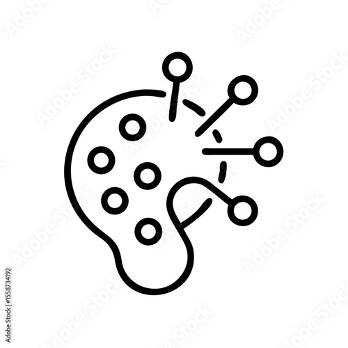 An artistic depiction of a coronavirus illustration. A unique, simple line art style of the virus on display