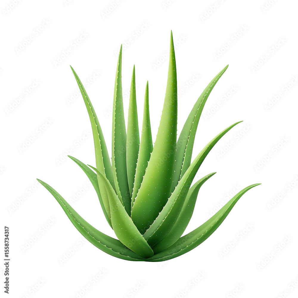 Obraz premium Lush Green Aloe Vera Plant with Thick Leaves against a Clean Background for Wellness and Natural Health Concepts Transparent background or png