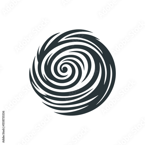 Abstract tribal wind swirl icon in gray