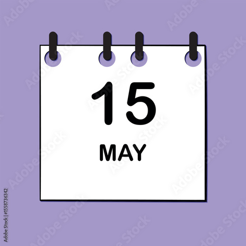 May 15. Daily Calendar icon for design. Simple design for business brochure, flyer, print media, advertisement. Easily editable.