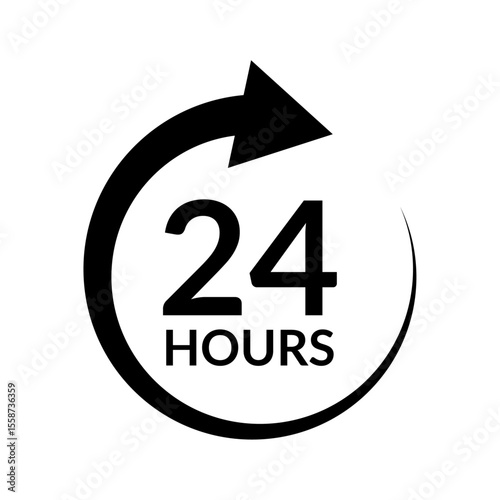 24 Hours service badge vector illustration