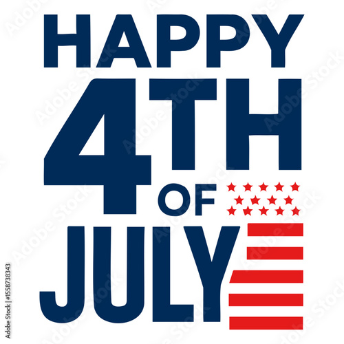 Happy th of july graphic featuring a patriotic design with stars and stripes elements united