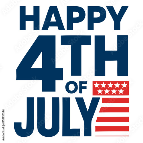Happy th of july graphic with stars and stripes in red white and blue patriotic colors design