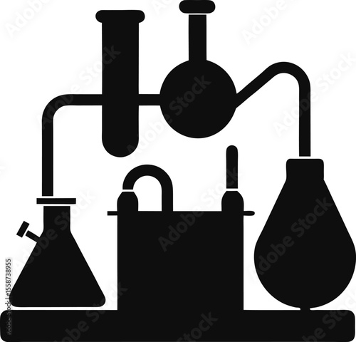 Visual Representation of a Chemical Laboratory Setup for Experiments