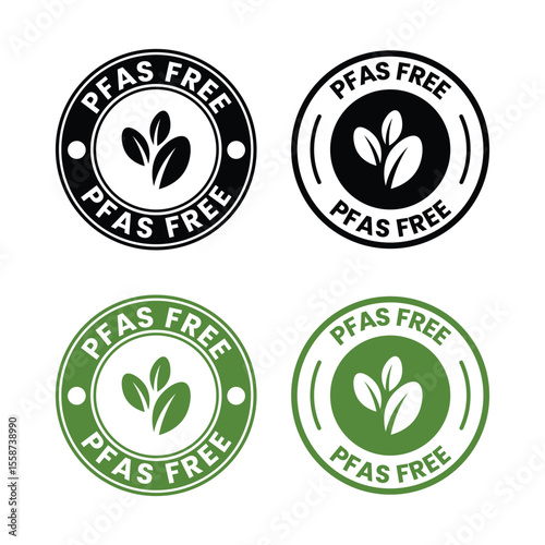 PFAS Free circle logo badge design. Suitable for information and product label, PFAS Free icon set. PFAS Free logo, label, badge, symbol, emblem, stamp, black, line, vector .