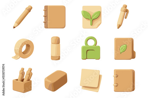 Eco-friendly stationery set with green accents and natural tones