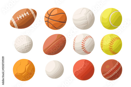 Collection of various sports balls on a colorful background