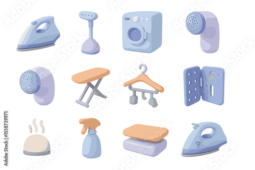 Pastel household appliances collection in soft 3d design