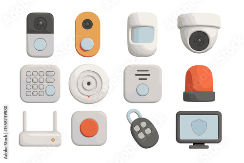 Collection of various modern security devices and surveillance equipment