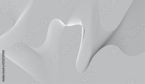 Abstract gray colored wave melody lines on white background.
