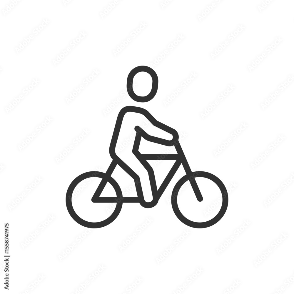 Fototapeta premium Bicycling person linear icon. cycling, commuting, healthy lifestyle or sport. Editable stroke.