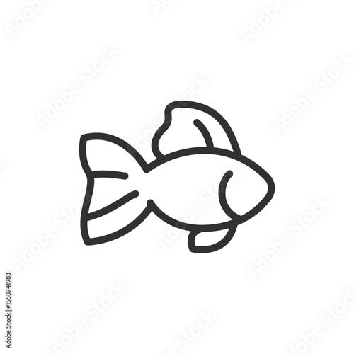 Fish linear icon. Aquarium pet, calm, water, underwater life and home aquatics. Editable stroke.