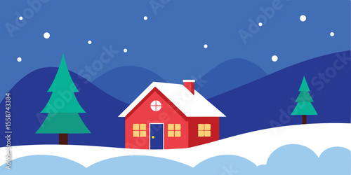 winter landscape with house