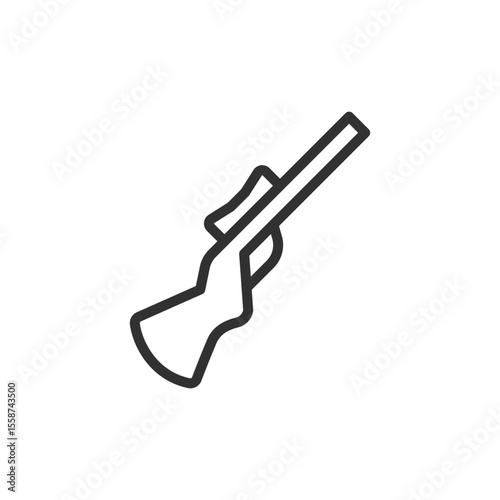 Hunting rifle, linear icon. Firearm used in outdoor hunting. Line with editable stroke.