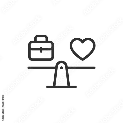 Balance between work and heart, linear icon. Work-life balance and personal priorities. Line with editable stroke.