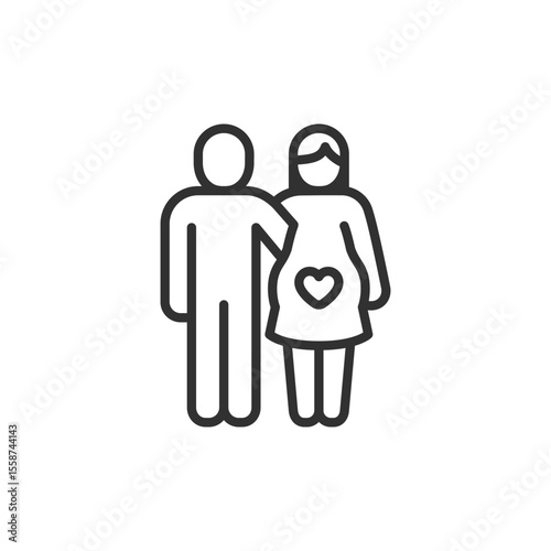 Pregnant couple, linear icon. Parenthood or maternity. Line with editable stroke.