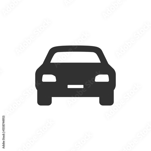Car front view, solid icon. Simple vehicle silhouette for general use.