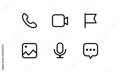 Set of social media icons isolated on white background