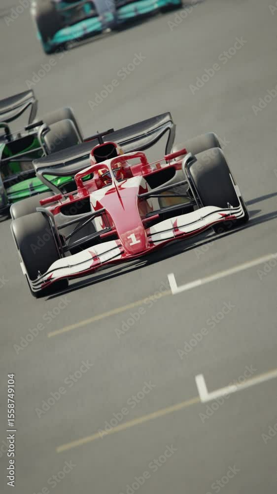 custom made wallpaper toronto digitalGeneric formula one race cars racing along the homestretch over the finish line. Dynamic front view camera. Multiple race cars. High quality 3d animation