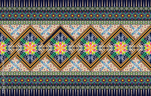 Aztec ethnic background design vector with a seamless pattern. Traditional motifs are illustrated. Element of a seamless pattern template