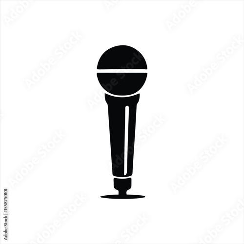 Microphone Silhouette Isolated on White Background
