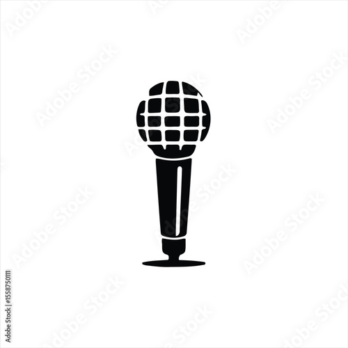Microphone Silhouette Isolated on White Background
