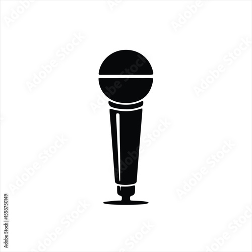 Microphone Silhouette Isolated on White Background
