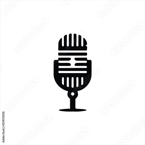 Microphone Silhouette Isolated on White Background
