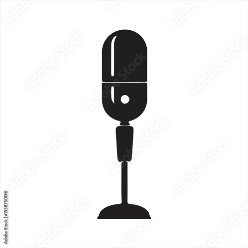Microphone Silhouette Isolated on White Background
