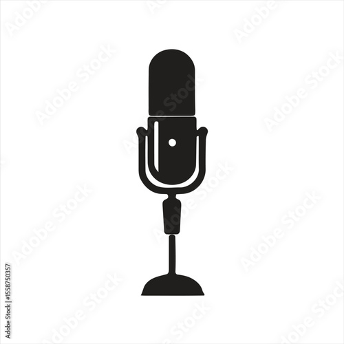 Microphone Silhouette Isolated on White Background
