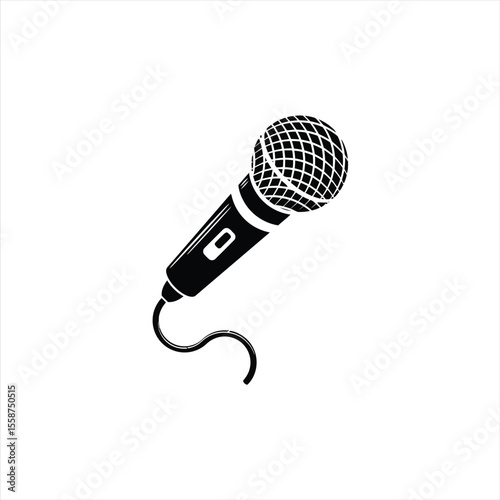 Microphone Silhouette Isolated on White Background

