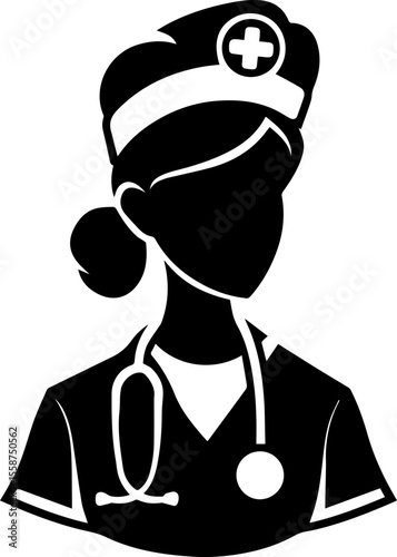 Flat Vector Illustration of Female Nurse Character in Uniform