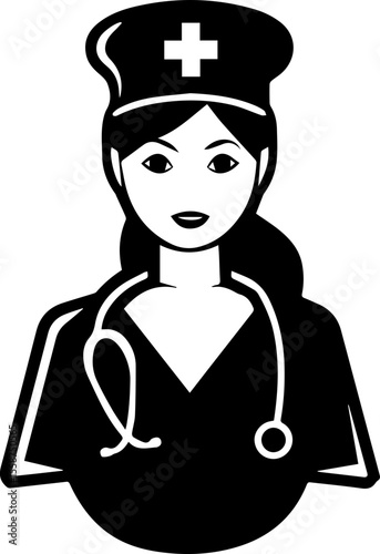 Flat Vector Illustration of Female Nurse Character in Uniform