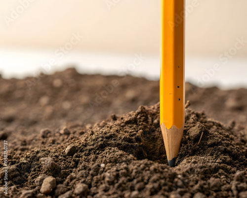 Sharpened yellow pencil in textured ash
