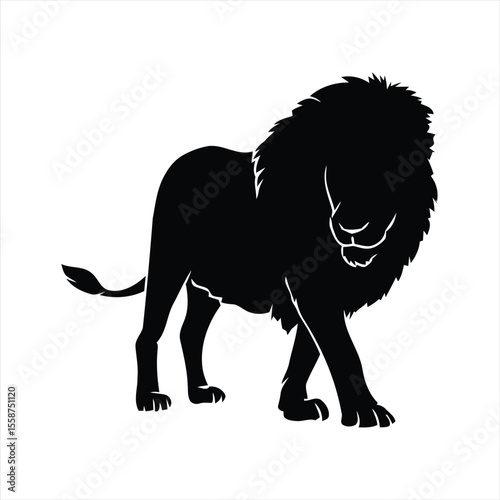 lion Silhouettes Isolated on White Background