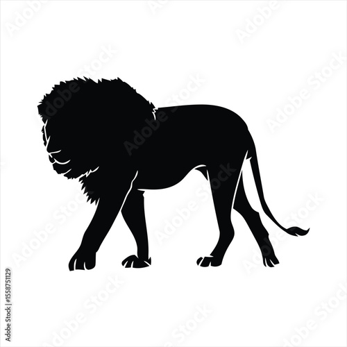 lion Silhouettes Isolated on White Background