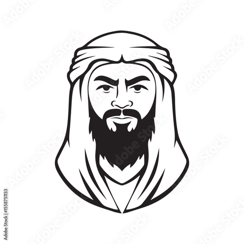 Arab Sheikh Head Silhouette Logo Vector Illustration