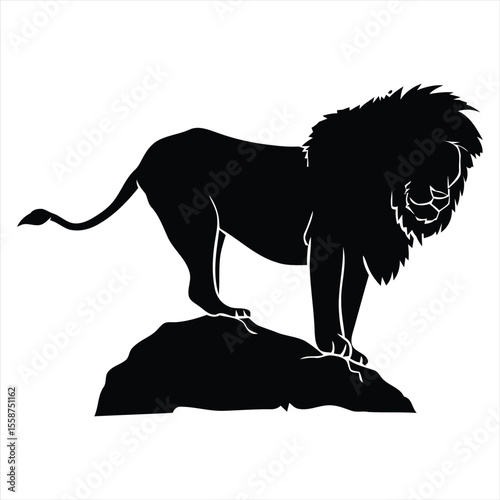 lion Silhouettes Isolated on White Background