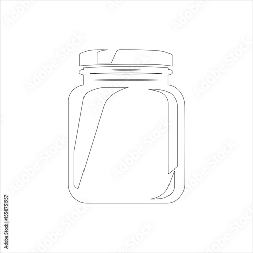 Transparent Glass Jar Silhouette with Lid Isolated on White Background
