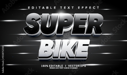 super bike 3d vector text effect with modern style design