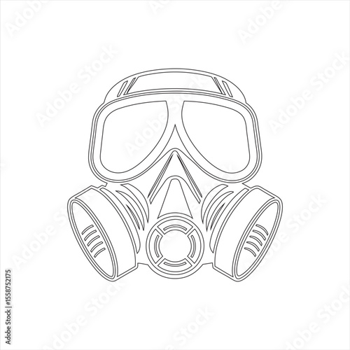 Industrial Gas Mask Silhouette with Protective Filters Isolated on White
