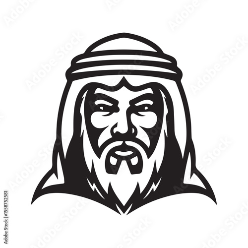 Arab Sheikh Head Silhouette Logo Vector Illustration