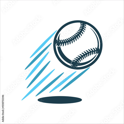 Dynamic Baseball in Motion Vector Illustration Baseball in Midair Dynamic stitching detail