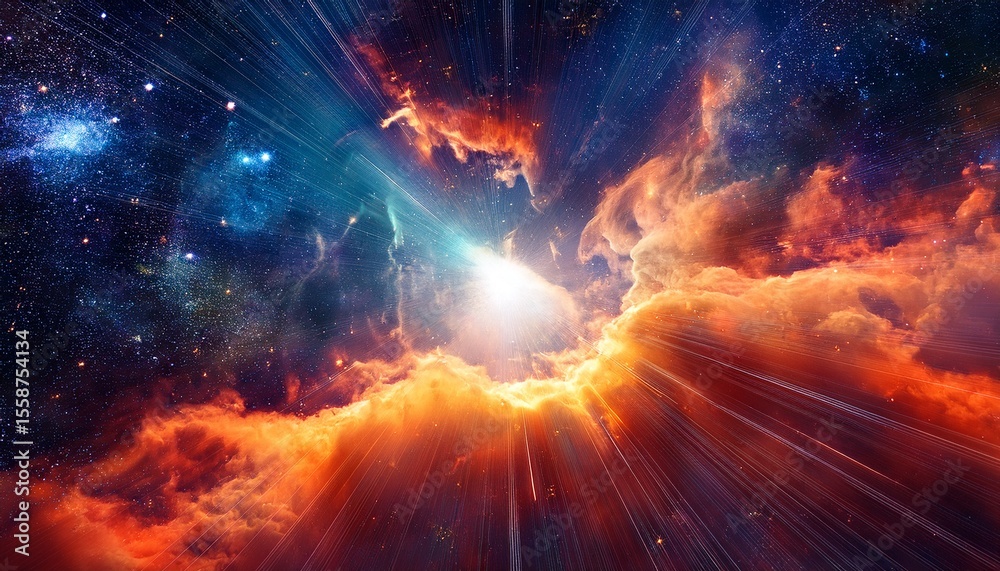 Fototapeta premium breathtaking nebula with fiery gas clouds in deep space stunning cosmic scene