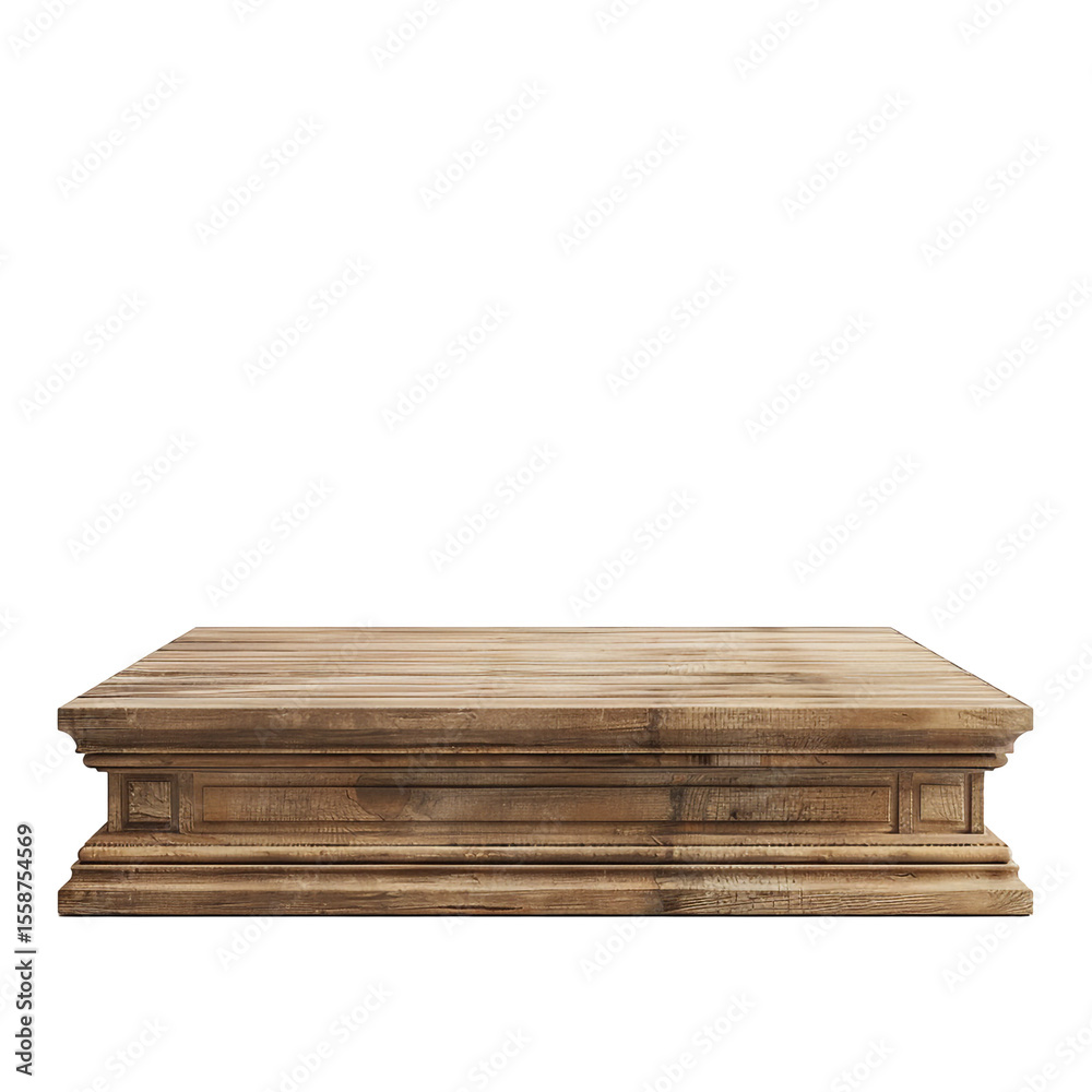 Ornate wooden pedestal display stand rustic wood texture top surface Ornate wooden pedestal display stand rustic wood texture top surface