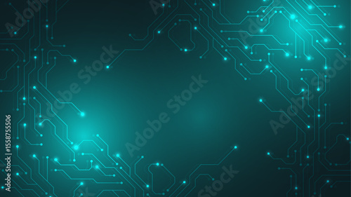 Circuit board digital abstract background. Motherboard technology texture design. AI semiconductor and computer processor on tech bg. Vector illustration