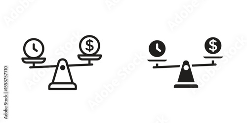 Time and money compare scale icon